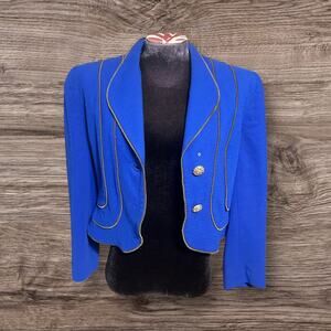 Howard Wolfe Women’s Royal Blue Cropped Blazer Jacket Size 6 Vintage